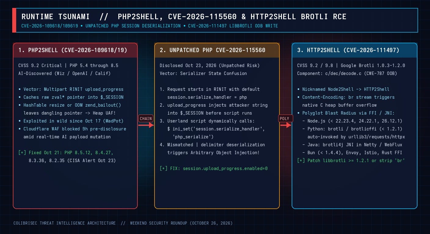 PHP2Shell, CVE-2026-115560, and HTTP2Shell Polyglot Architecture Diagram